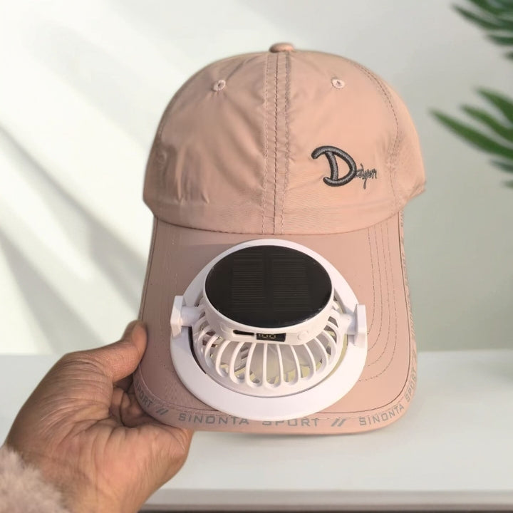 Sporty baseball cap with detachable solar fan Bowlift