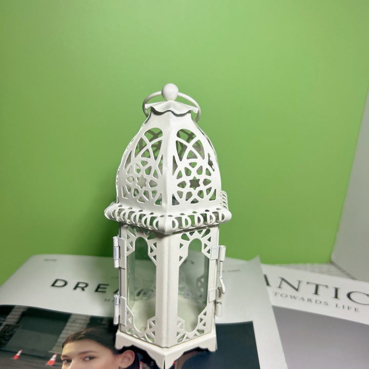 Ornate Moroccan Stained-Glass Metal Tealight Lantern Bowlift