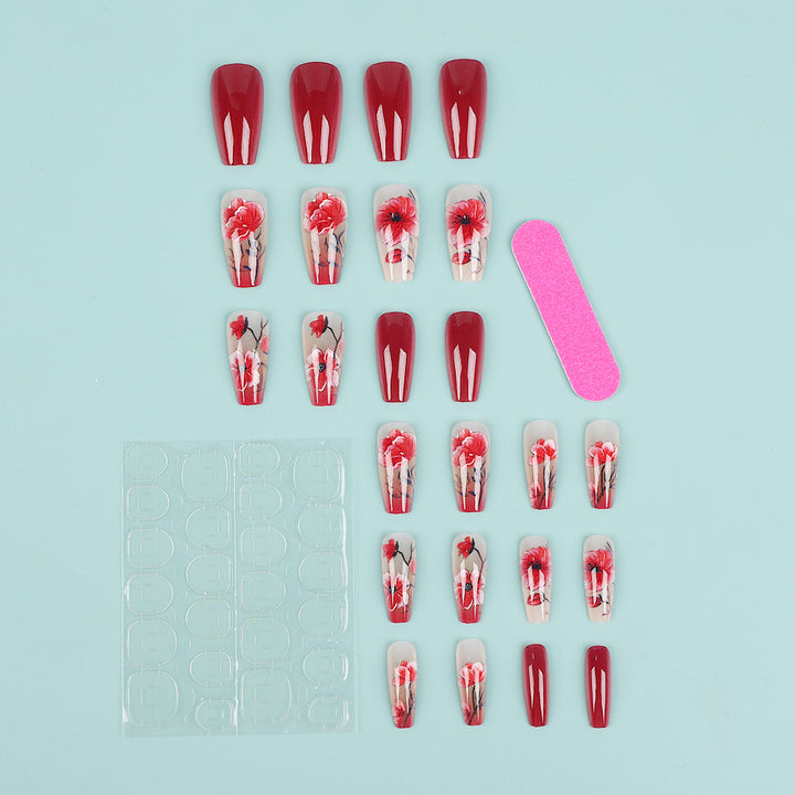 Artificial Nails Set with Floral Design Bowlift
