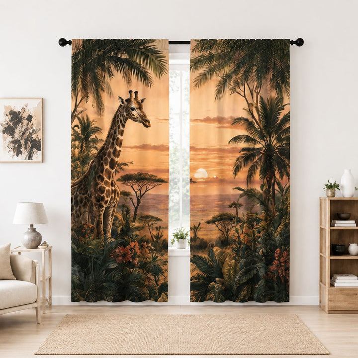 Artistic Floral Print Window Drapes