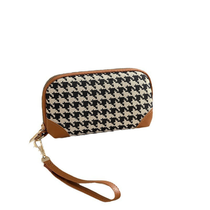 Elegant Houndstooth Zip Pouch Bowlift