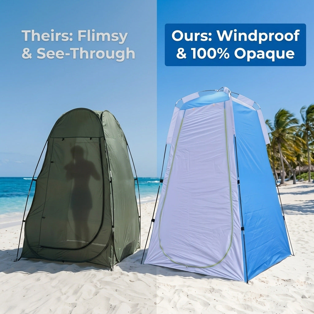 Portable pop-up privacy shower changing tent with zippered door Bowlift