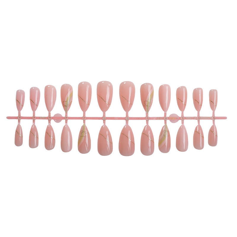 Elegant Press-On Nail Set with Gold Foil Accents Bowlift