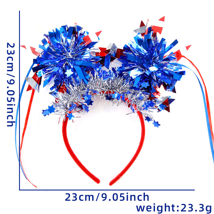 Unisex nan glittering party headband with tinsel pom-poms and star decoration Bowlift