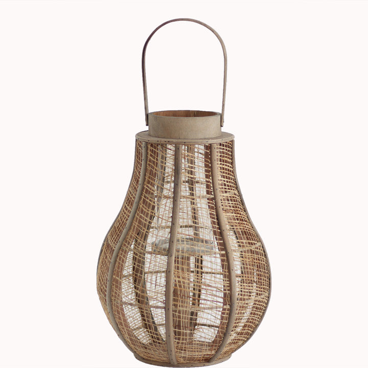 Rustic lantern made of braided natural material Bowlift