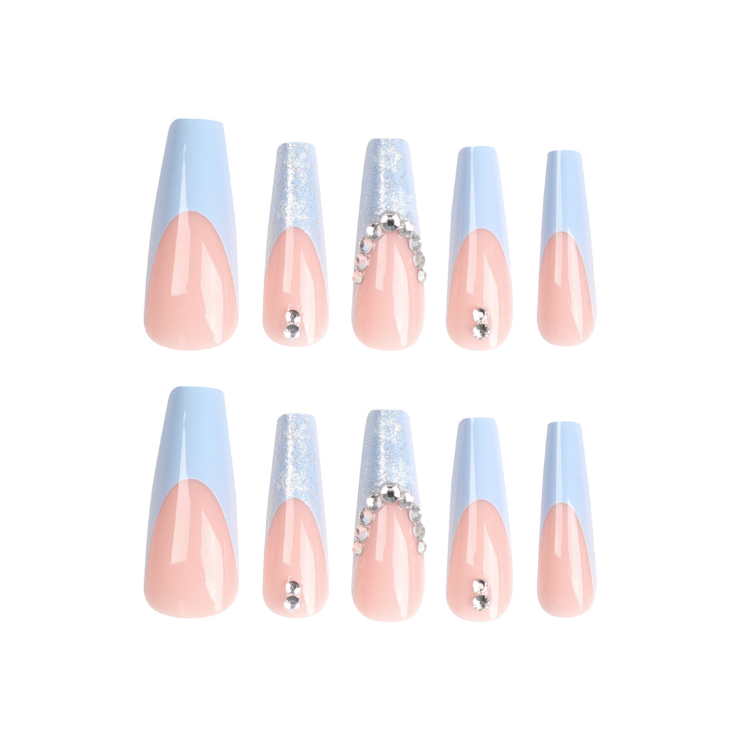 Artistic acrylic nails with glitter and elegant rhinestone embellishments Bowlift