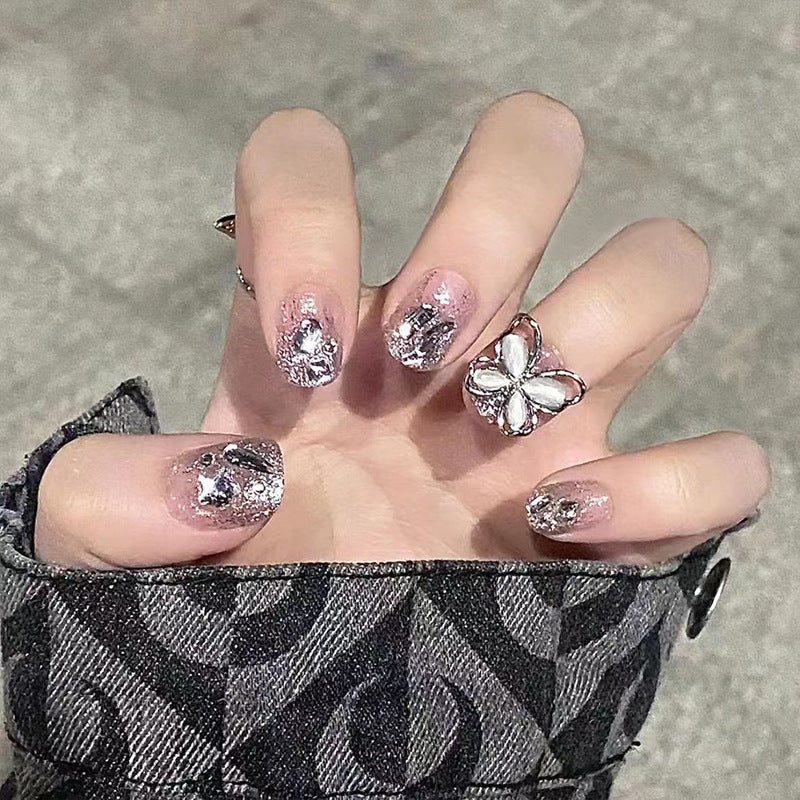 Decorative Press-On Nail Set with Butterfly Accents Bowlift