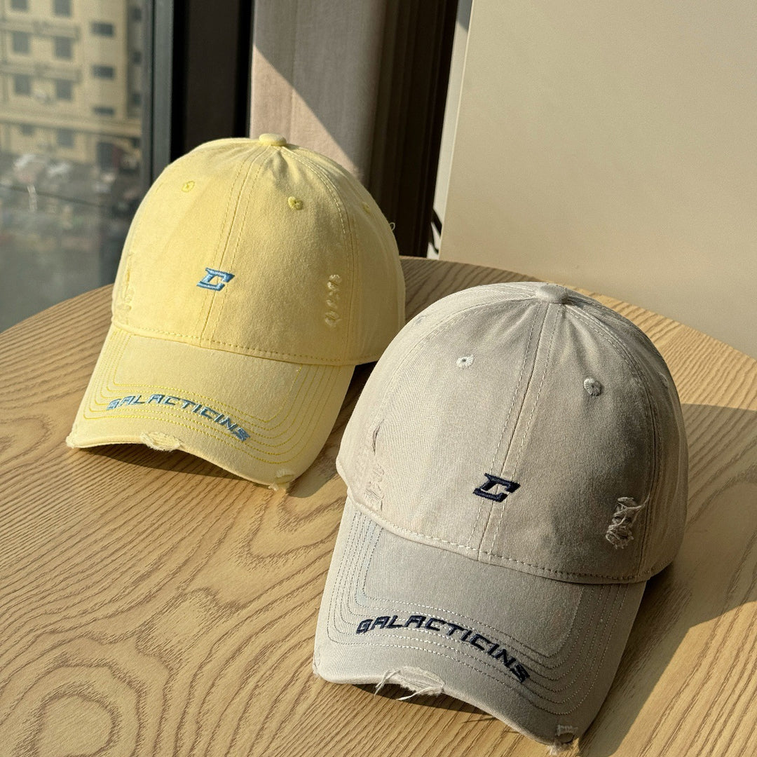 Men's Distressed Denim Baseball Cap Bowlift
