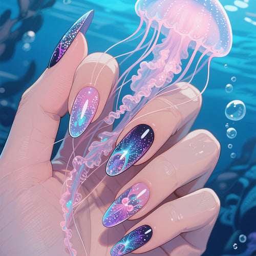 Artistic Jellyfish-Inspired Nail Art Bowlift