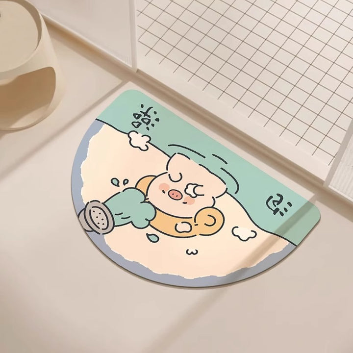 Cute Bath Time Pig-Shaped Bath Mat