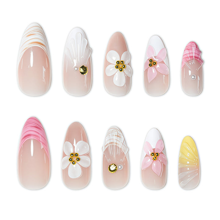 Floral 3D Artisan Nail Extensions Bowlift