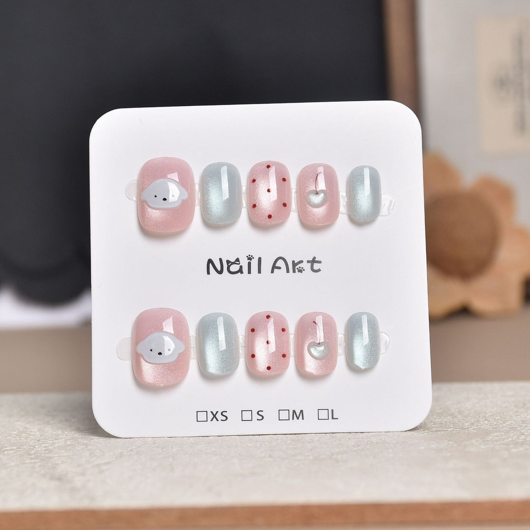 Decorative Press-On Nail Extensions with Floral Accents Bowlift