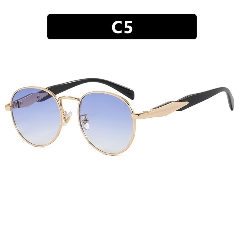 Women's round sunglasses with elegant, golden frame and UV protection Bowlift