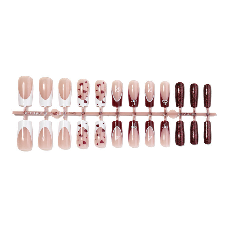 Creative Nail Art Set with Heart and Glitter Accents Bowlift