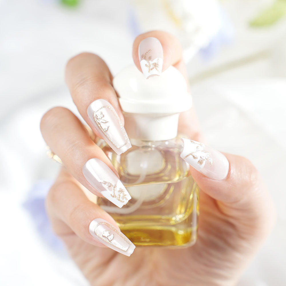 Floral Design Press-On Nail Set Bowlift