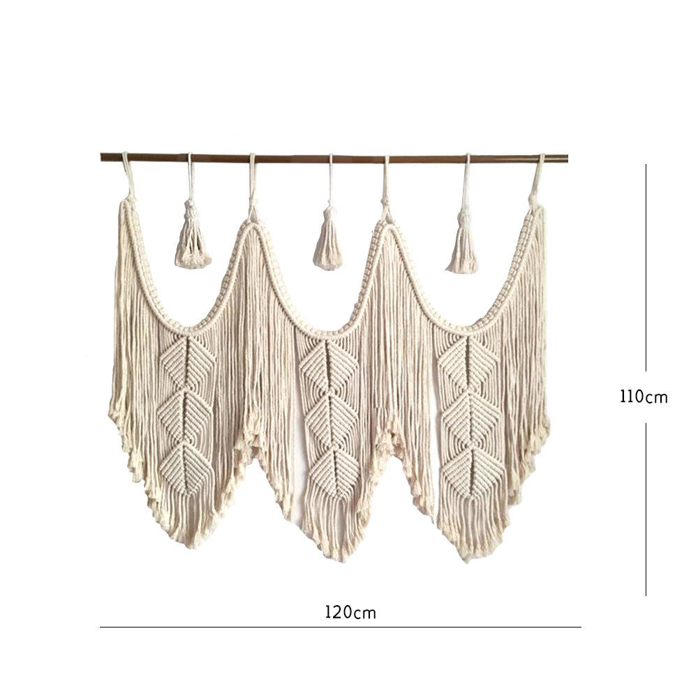 Elegant Macrame Wall Hanging with ornate fringes and leaves