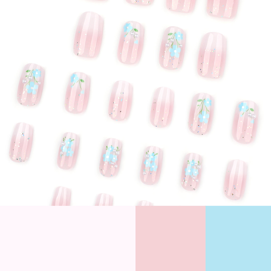 Artful nail extensions with floral design Bowlift