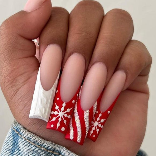 Festive Holiday Press-On Nail Art Set Bowlift