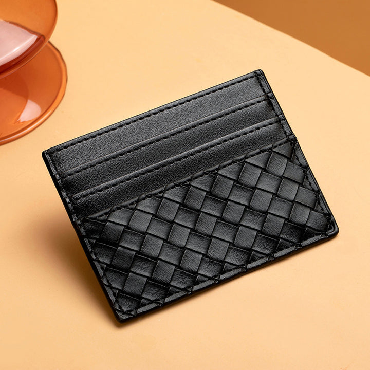 Woven Leather Card Holder Bowlift