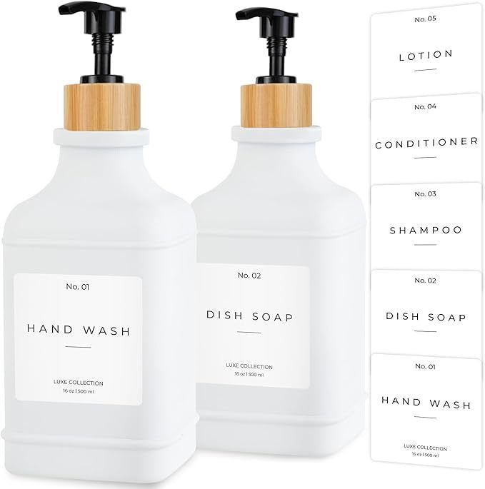 Refillable Luxury Pump Dispenser Set for Hand Wash and Dish Soap Bowlift