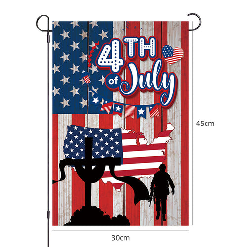 Unisex nano patriotic garden flag with USA map cross and soldier silhouette weatherproof polyester fabric Bowlift