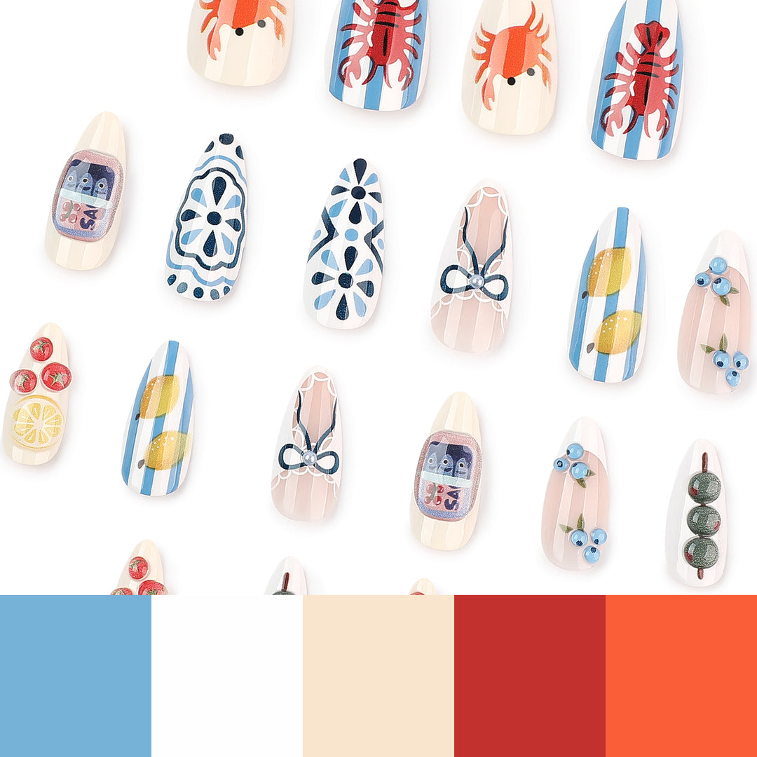 Artistic acrylic nails with unique designs Bowlift