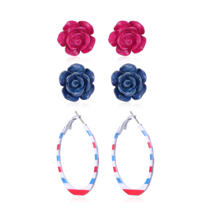 Women's lightweight star earrings with enamel flag design and fishhook Bowlift