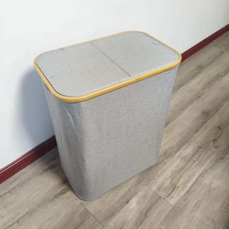 Laundry separation system with bamboo lid and multiple compartments Bowlift