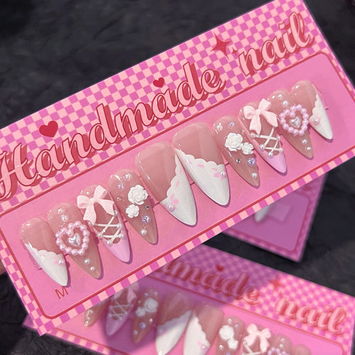Artful stiletto nails with romantic accents Bowlift
