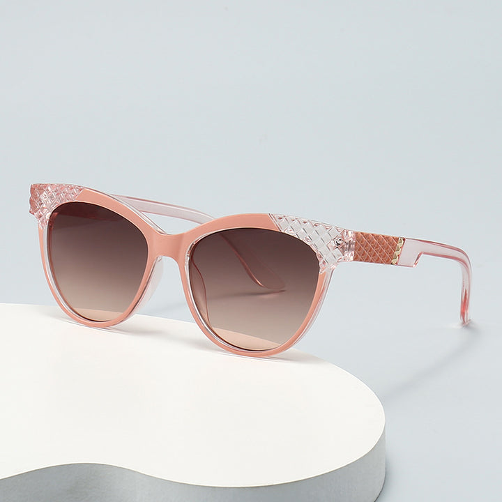 Women's Cat-Eye Sunglasses with Structured Frame and UV Protection Bowlift