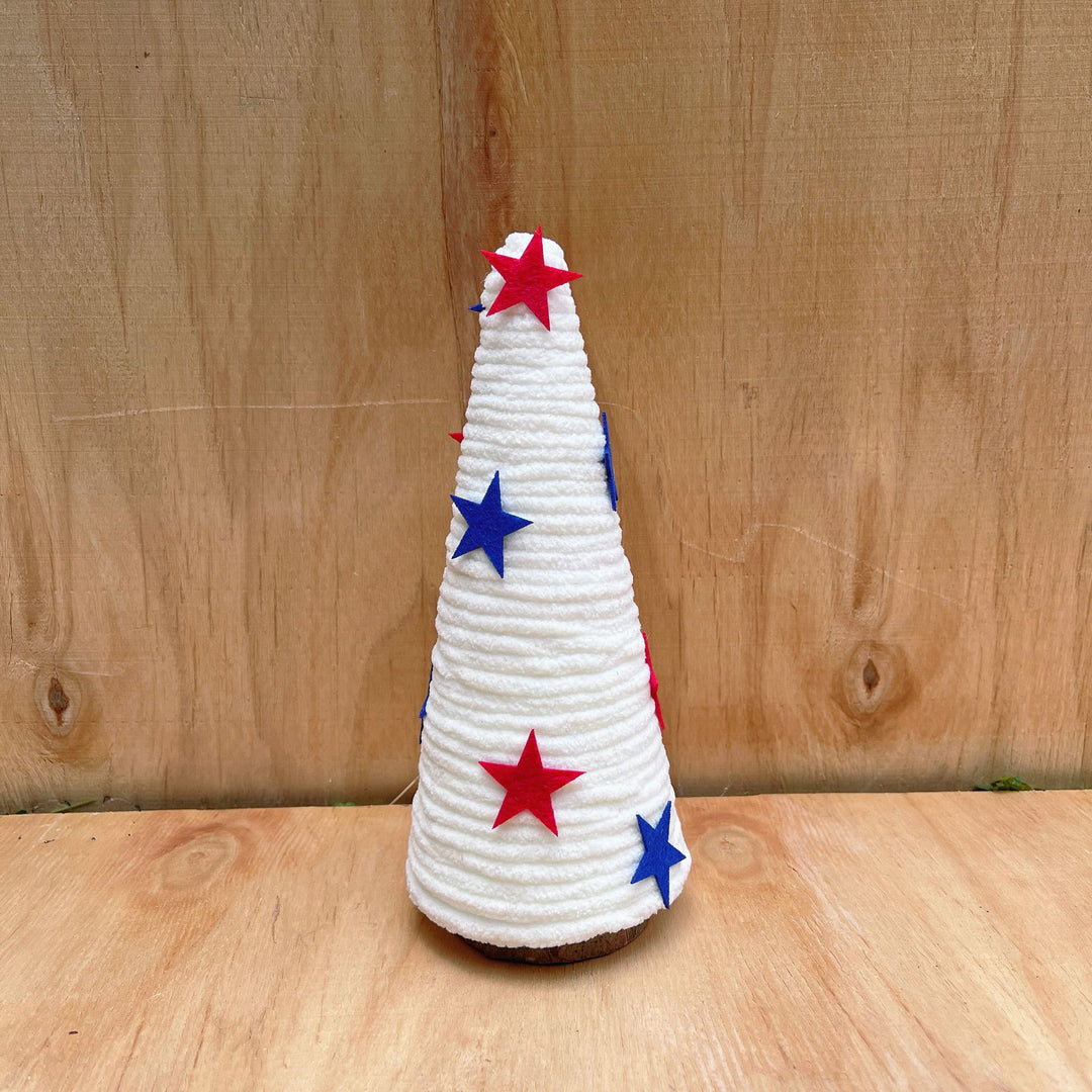 Independence Day patriotic festive tabletop cone centerpiece with felt star accents Bowlift