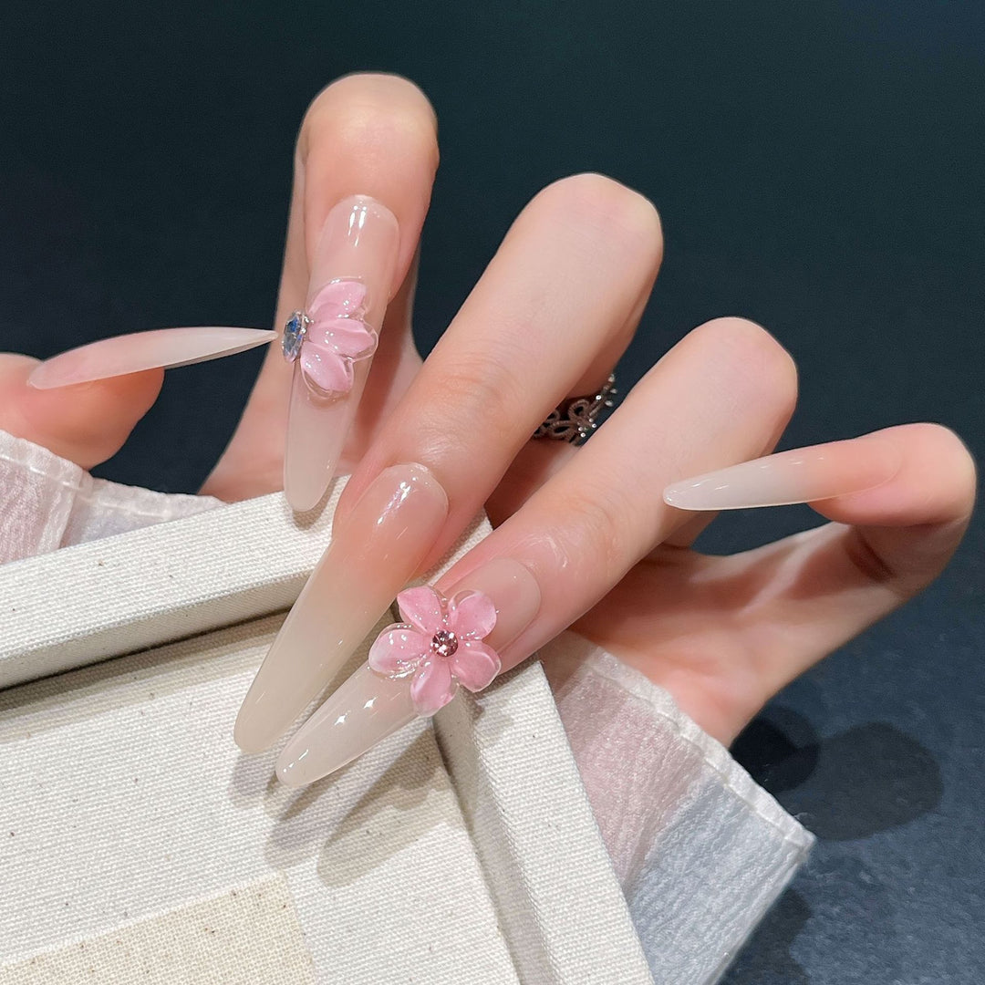 Glamorous Crystal-Studded Stiletto Press-On Nails Bowlift