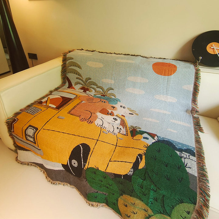 Whimsical Animal Adventure Throw Blanket