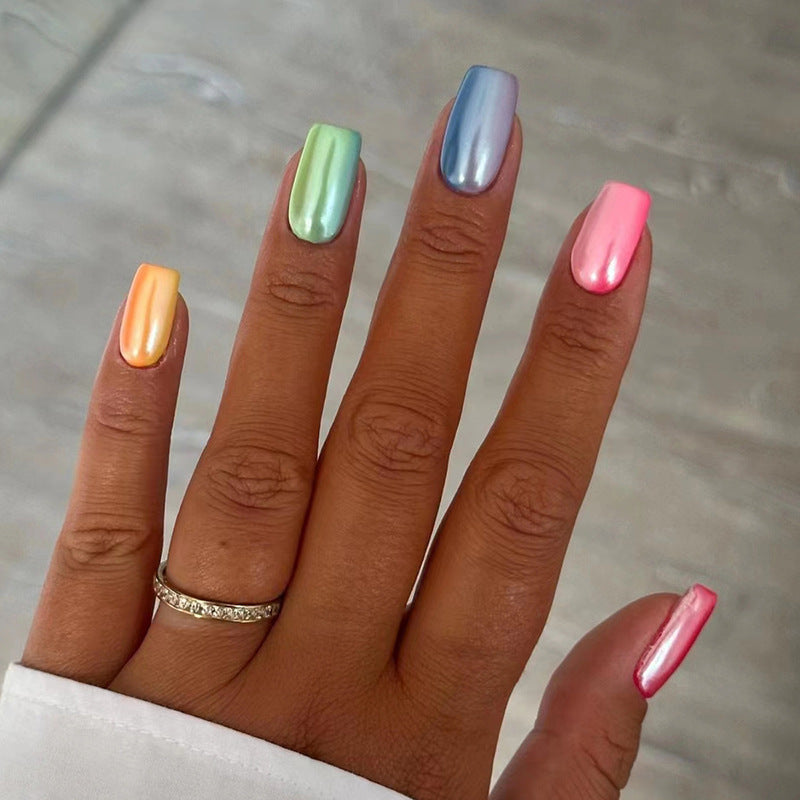 Iridescent Metallic Press-On Nail Set Bowlift