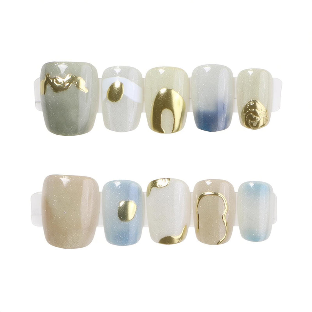 Artistic Marble Effect Press-On Nail Set Bowlift
