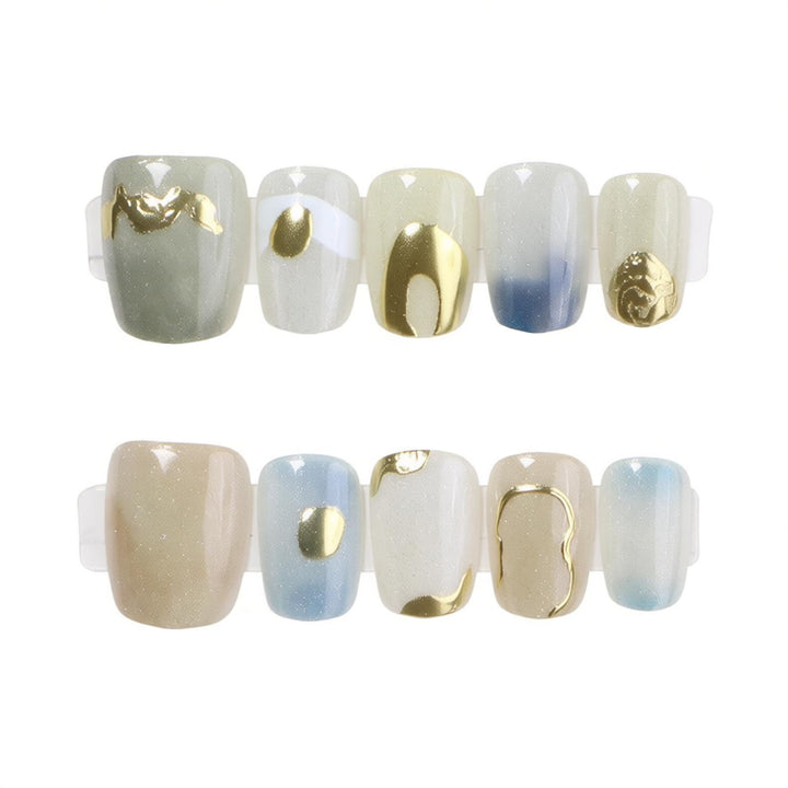 Artistic Marble Effect Press-On Nail Set Bowlift