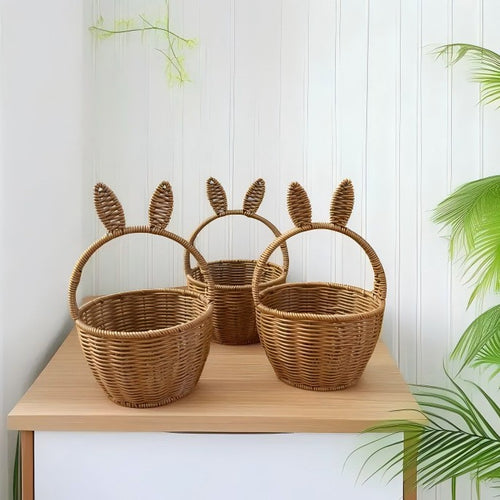 Women Bunny Motif Storage Basket Bowlift