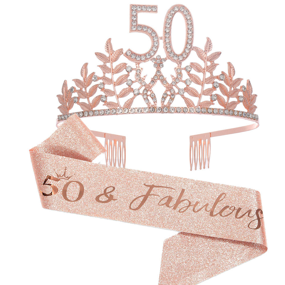 Women's Glamorous Birthday Crown with Shining Rhinestones Bowlift