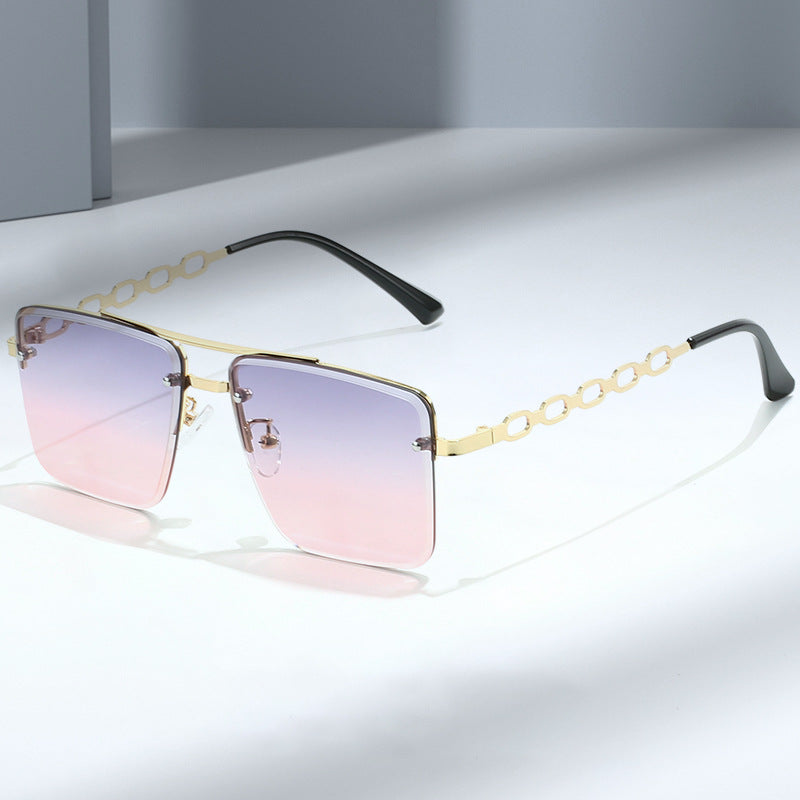 Women's Square Sunglasses with Elegant Chain Structure Bowlift