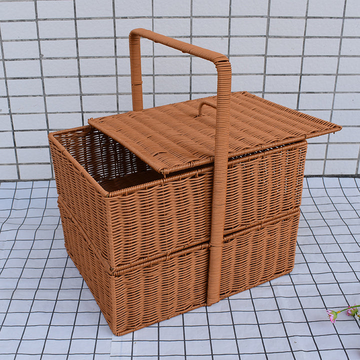 Multi-Functional Woven Storage Basket with Lid Bowlift