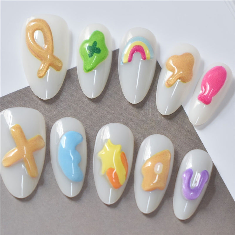 Artistic Cartoon-Themed Press-On Nail Art Set Bowlift