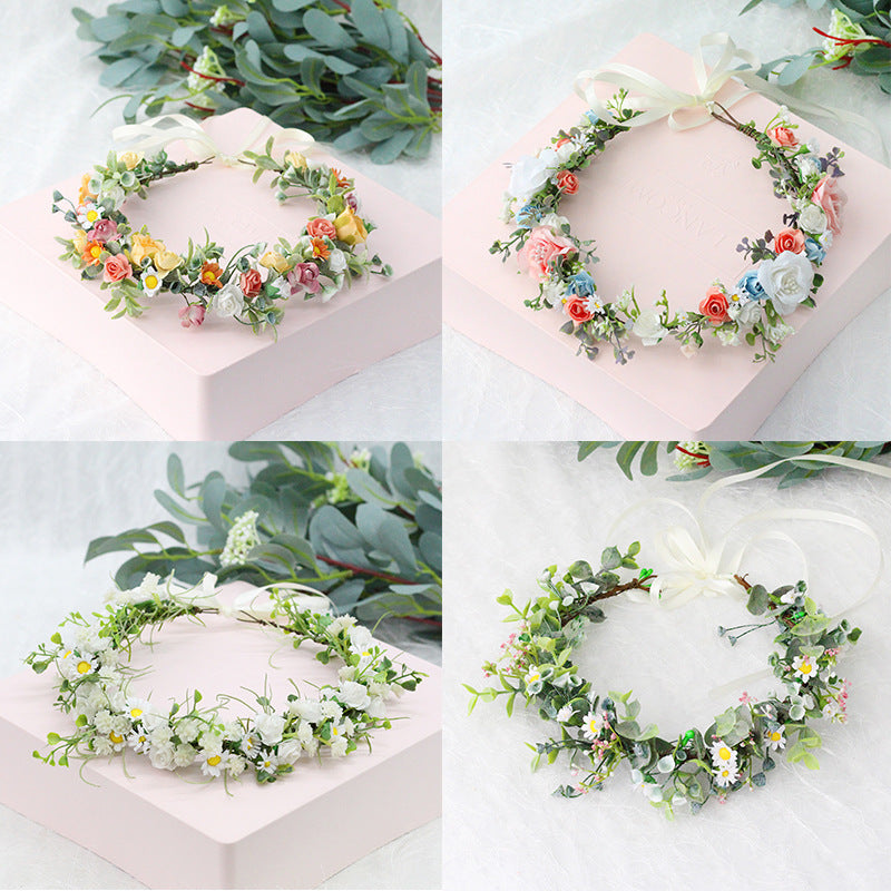 Handmade Romantic Artificial Flower Crown Headband for Bridal and Festival Bowlift