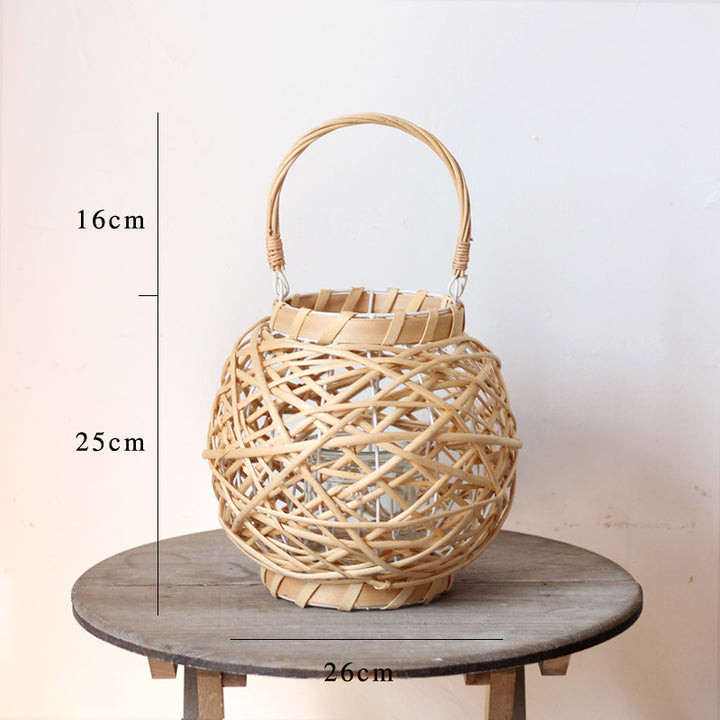 Decorative lantern made of woven natural material Bowlift