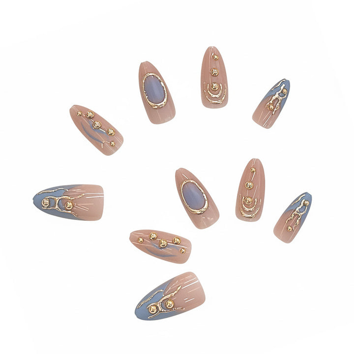 Artistic Metallic Press-On Nail Set Bowlift