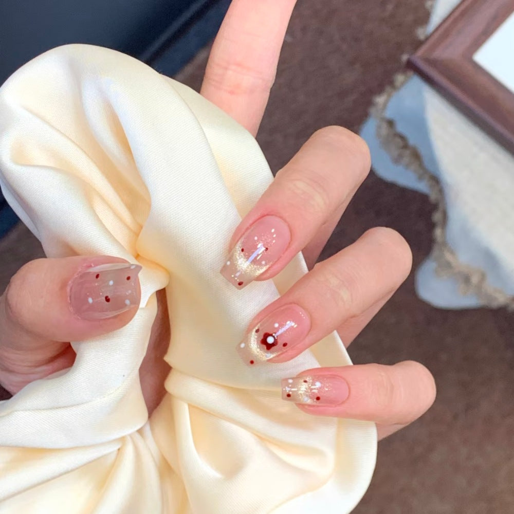 Decorative Press-On Nail Set with Floral and Bow Accents Bowlift