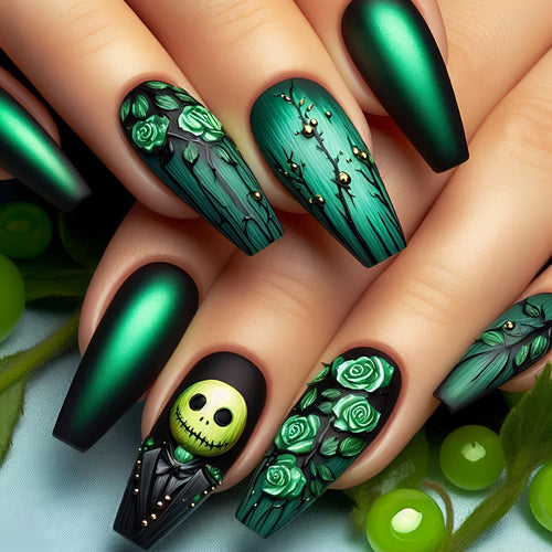 Artistic 3D Floral and Skull Nail Art Bowlift