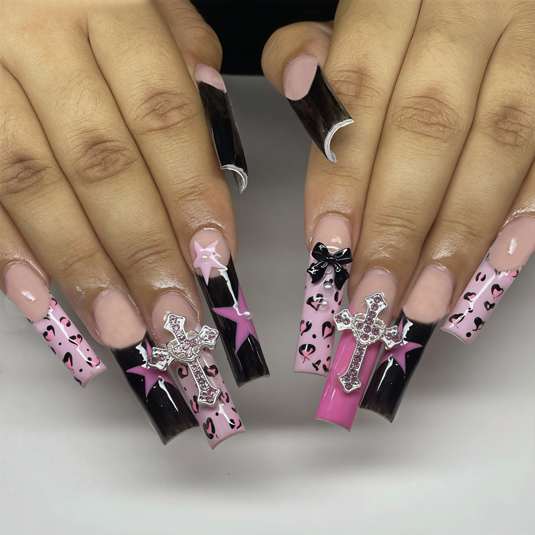 Decorative Cross and Bow Nail Art Bowlift