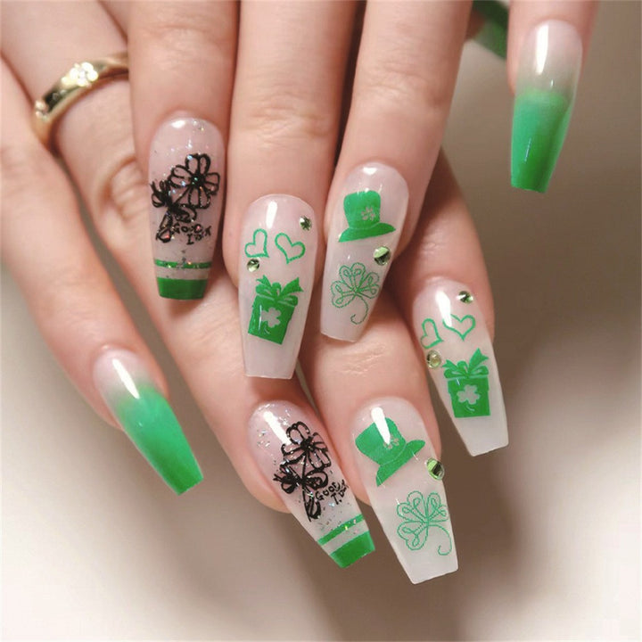 Artful Gel Nails with Elegant Floral Design and Glitter Accents Bowlift