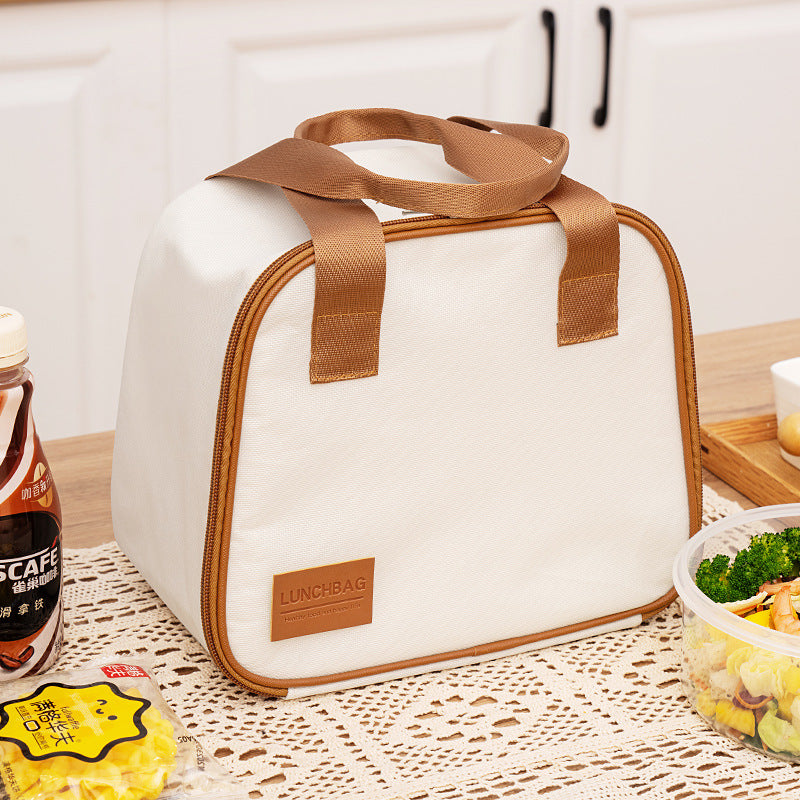 Insulated Canvas Lunch Tote with Dual Handles and Side Pocket Bowlift