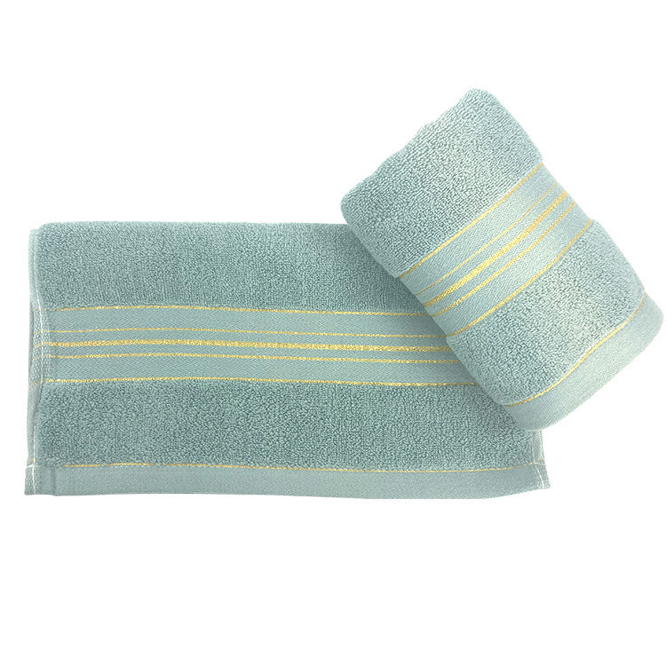 Terry-Bath Towel Set With Elegant Striped Border Bowlift